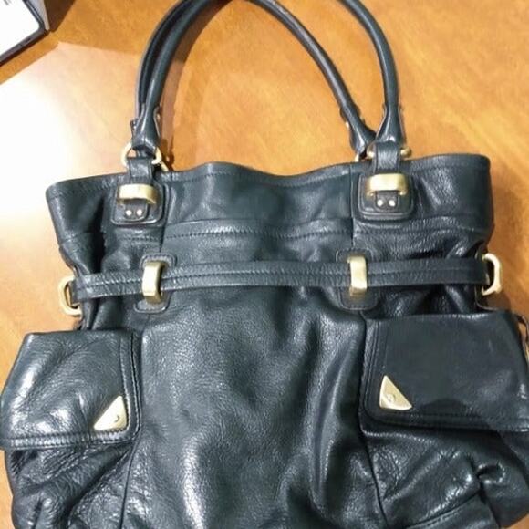 B. Makowsky Handbag, Black Leather - Picture 2 of 6
